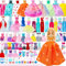 56-teiliges Puppenkleidungs-Geschenkset für 29,2 cm große Puppen & Barbie – 2 Hochzeitskleider, 2 Abendkleider, 6 modische Kleider, 4 lässige Outfits, 2 Badeanzüge, 10 Accessoires, 10 Schuhe, 20