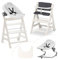 Hauck Beta Plus White 5-tlg. Newborn Set - Hochstuhl + 2in1 Neugeborenen-Aufsatz & Wippe Premium + Essbrett + Sitzkissen - Light Grey