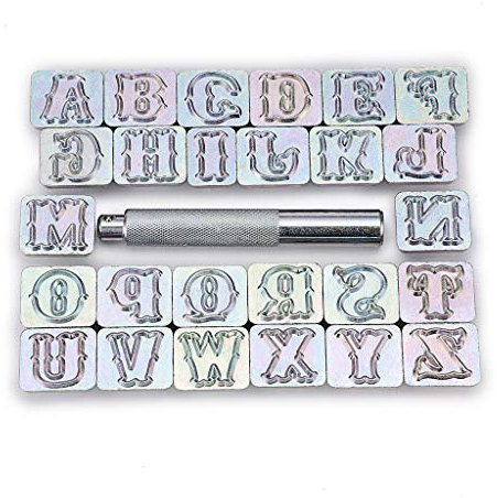 IGNPION 19mm Leather Craft Alphabet Letter Stamp, Leather Embossing DIY Kit Carving Punch Tool for Handmade Leather Keychains, Bag, Wallet