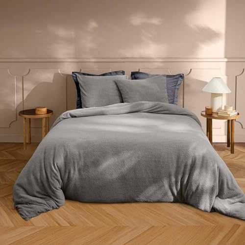 Douceur d'Intérieur, Bettwäschegarnitur Helena, 3-teilig, 240 x 220 cm, Anthrazit, Frottee, einfarbig