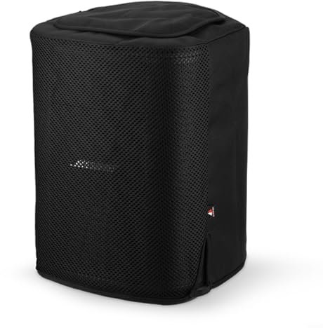 HomeVortex Funda de nailon antipolvo para altavoz Bose S1 Pro+ con solapa de asa, funda protectora portátil negra para almacenamiento de viaje, banda elástica de 22 x 14 x 4 cm