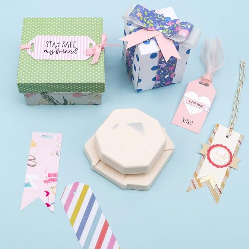 4-in-1-Stanzer für Papierbastelarbeiten, ovales Loch & Fischauge-Loch, Schwalbenschwanz & abgeschrägter Winkel, 4 Formen Papierloch-Eckstanzer für DIY-Kartenherstellung, Scrapbooking