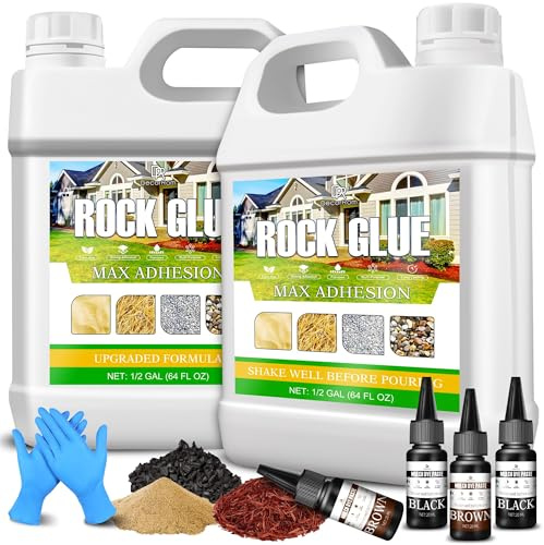 Colle à Gravier Extérieur avec colorant, 4L Liant pour Gravier Prêt à l'Emploi - Fixation Permanente Cailloux Écorces Pierres, pour jardins, cours, patios, rochers, paillis, cailloux et paille de pin