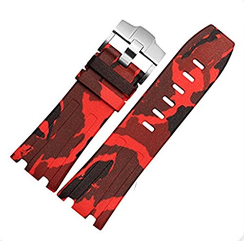 Richie strap 28 mm Gummi-Uhrenarmband im OEM-Stil für AP100 Audemars Piguet Royal Oak Offshore, Tarnfarben, Camo Red, Armband