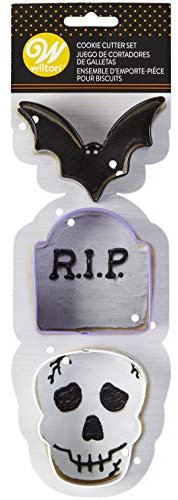 Non-Food Items Lot de 3 emporte-pièces en forme de tête de mort, en acier inoxydable, noir, violet, blanc, taille unique