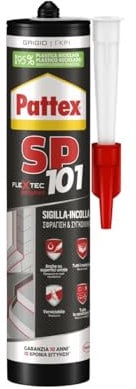 Pattex Sigillante Polimerico SP101, Sigilla e Incolla, Multimateriale, Elevate Prestazioni, Aderisce su Superfici Umide, Resiste ai Raggi UV e Intemperie, Sigillante Grigio, Cartuccia da 280 ml