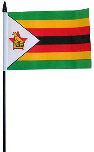 Bandiera dello Zimbabwe che sventola a mano, 15 x 10 cm