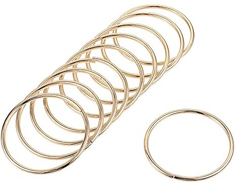 sourcing map 10 Stück O Ringe 2.36(60mm) Metall für Riemen Taschen Gürtel DIY Handwerk Gold Ton