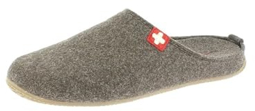 Living Kitzbühel Filz Pantoffeln mit Schweizer Kreuz – Bequeme Hausschuhe mit integriertem Fußbett, rutschhemmender Naturkautschuksohle, Wollfilz Obermaterial – Flexible, temperaturregulierende