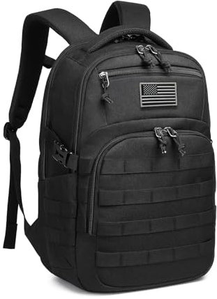 Wotony Militärischer taktischer Rucksack, Rucksack für Herren, schwarz, klein, taktische Angriffstasche (Schwarz, 47 cm)