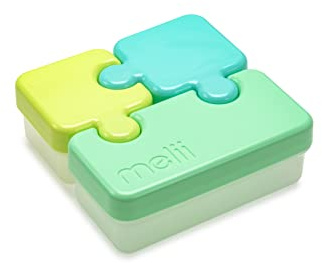 melii Puzzle Bento Box Food Storage Container, 3 Compartments, 28.6 Ounce (Blue, Mint & Lime)