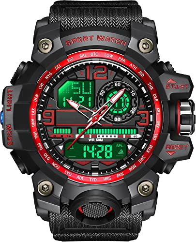 findtime Militär Große Armbanduhr Herren Uhren Analog Digitaluhr 5 ATM wasserdichte Outdoor Taktische Sportuhr mit Wecker Datum 12/24H LED Stoppuhr für Männer Jungen Silikonband