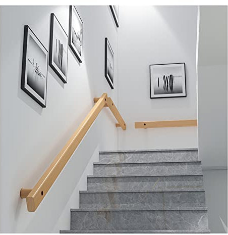 Lkjpo Handläufe Rutschfester Handlauf Aus Holz Komplett-Set Treppengeländer Aus Holz Für Den Innen- Und Außenbereich Sicherheits-Handgriff Für Ältere Menschen Und Kinder Für(Size:120cm/3.9ft)