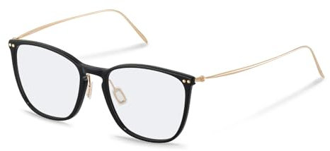 Rodenstock Quadratisch Azetat Brillen in Black, Gold für Damen, Brille mit Sehstärke, optional mit Sonnenbrillen tönung oder Blaulichtfilter (Modell R7134)