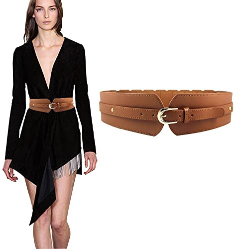 KOEMCY Eleganter Taillengürtel Für Damen Aus Hochwertigem Kunstleder Breiter Hüftgürtel Mit Metallschnalle Verstellbarer Gürtel Für Kleider Und Mäntel Modisches Accessoire Für Frauen