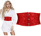 SUOSDEY Damen Rot Korsett Gürtel, Breite Taille Gürtel für Kleid Cosplay Krawatte Waspie Gürtel