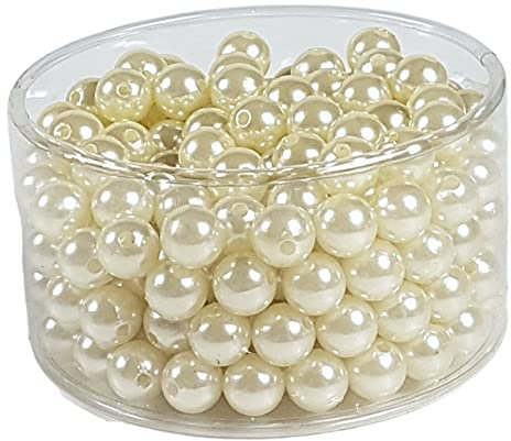Zuchtperlen Imitat Perlen, Perlmutt Wachsperlen, 100stk, 10mm Rund Kunstperlen, Für Hochzeit Party Dekoration Schmuck Basteln (Creme)