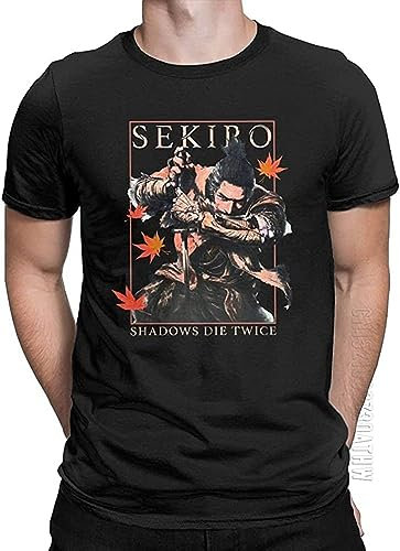 Men's Samurai Shinobi Sekiro Shadows Die Twice T Shirt Souls Game Japanese 100% Cotton Short Sleeve Tees T-Shirt L