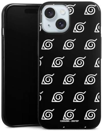 DeinDesign Silikon Hülle kompatibel mit Apple iPhone 15 Case schwarz Handyhülle Naruto Shippuden Konoha Pattern