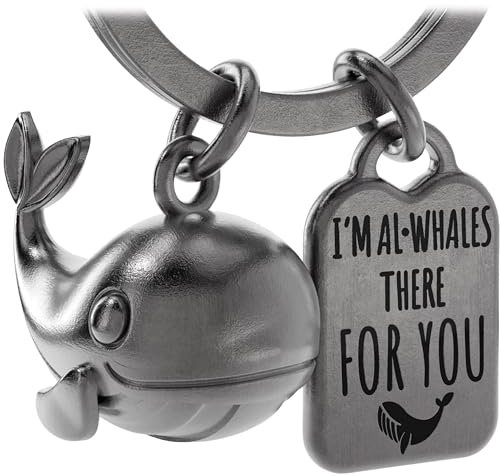 LANOLU Schlüsselanhänger Wal Alwhales, Glücksbringer Schlüsselanhänger Partner und für beste Freundin, Paar Geschenk Freund aus Metall