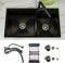 MEJE 78x43 CM Anthracite Black Stainless Steel Kitchen Sink-Double Bowl Sink with Basket Strainer