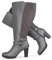Chicblooms Damen-Stiefel in Übergröße, extra weiter Schaft, hoher Absatz, mit Knöchelschnalle, Graues PU, EU 38