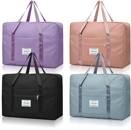 4 Stück Faltbare Reisetasche, Handgepäck Tasche Wasserdicht Leicht | Untersitz Urlaub Reisetasche, Handgepäck Tasche für Frauen, 41x34x14cm Weekender Kliniktasche Geburt Koffer (4PC, M-41x34x14)