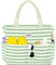 HOMESPON Große Strandtasche Damen mit Reißverschluss Wasserdicht Badetasche XXL Familie Beach Tote Bag, Grün/Weiß Gestreift