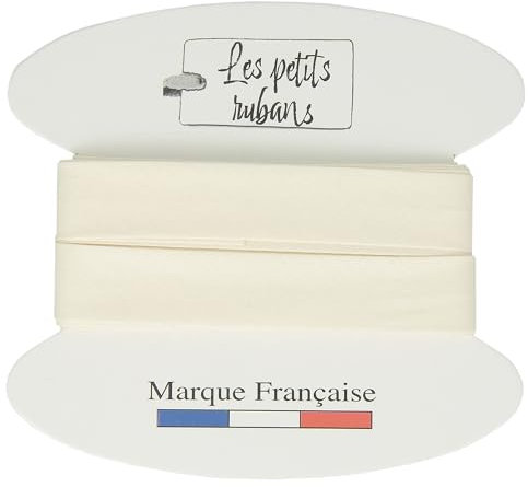 Les Petits Rubans Schrägband aus 100% Baumwolle – 20 mm breit, 5 Meter lang – Einfassung zum Nähen, Polstern, Kleidung, Decken – Ecru