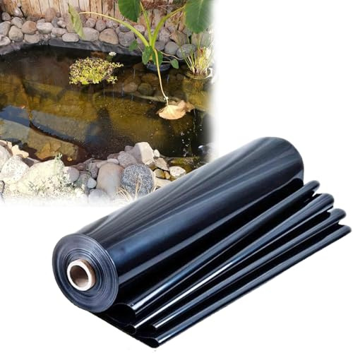 Hggdsac Revestimiento Negro para Estanque de jardín 4×4m, Revestimiento de Estanque PVC, Lona Estanque Exterior Lámina Estanque para Estanques de Peces, Juegos Acuáticos, Cascadas, Fuentes