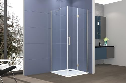 Box doccia Angolare 70x90 cm porta a soffietto + fisso H200 cm cristallo 6 mm profilo SATINATO ZAIRA