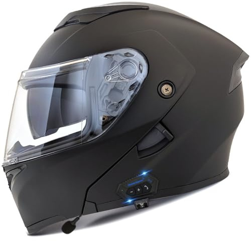 Motorradhelm mit Bluetooth Klapphelm mit Doppelvisier Modularer Motorrad Helm ECEDOT Zertifiziert Integriert Integralhelm Sturzhelm für Erwachsene Damen Herren Motocrosshelme