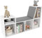 Kinder Bücherregal mit Kissen, Spielzeugregal Kinderregal mit 6 Fächer, aus Holz, Aufbewahrungsregal für Kinderzimmer, Schlafzimmer, Wohnzimmer, 110x30x63cm (Weiß)