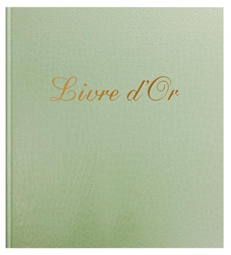 Exacompta - Ref. 309E - 1 Prestige Guest Book - Format 21 x 19 cm - Cover Paper Imitation Croco Grain - Gold Spine with Inscription - 140 Plain White Pages - Green