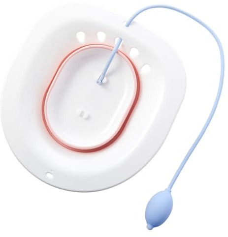 HIAKDOFT Faltbares Sitzbad für Frauen mit Spülfunktion Hygienisches Hip Bath Becken für Schwangerschaft Dammpflege Menstruationsbeschwerden und Postoperative Reinigung Komfortabel und