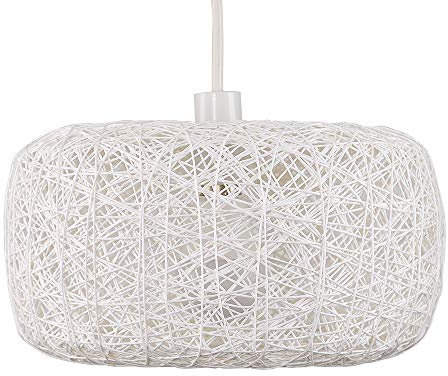 MiniSun | Modern Off-White Lattice Wicker Doughnut Ceiling Light Shade | Pendant Lights, Home Décor & Improvement Essential | 280mm Shade Width