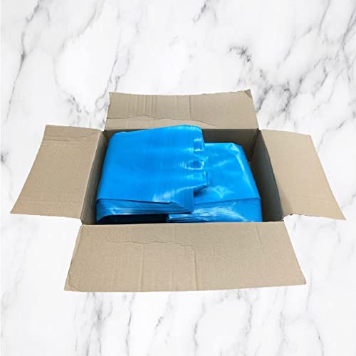 Tezraftaar 50 x Refuse Sacks Wheelie Bin Blue Rubble Bags Liner 24 x 36 300 Gauge Trash Bin for Construction, Garbage, Bio hazard Wastage