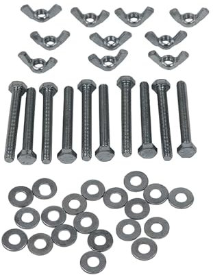 10 Pack Screw Bolts M6 x 50mm, Washers & Wing Nuts, Zinc Plated Threaded Design, Wing Nuts & Hexagonal Bolts for DIY Projects, Industry Mechanical Work, Secure Fastening of Workpieces
