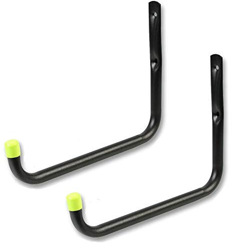 2x Heavy Duty 27.5cm Long Storage Hooks Garage Tool Bike Ladder Wall Mounted Brackets - 30kg Load Capacity Each