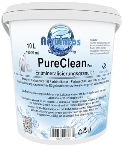 Filtergranulat PureCleanPro Entmineralisierungsgranulat für Dampfbügelstationen mit Farbindikator von Blau auf Orange - Alternative zu Laurastar (10 Liter)