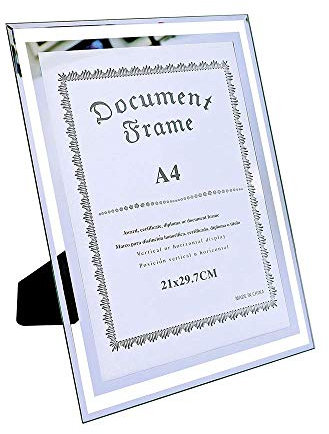 Shuny Cadre Photo A4 en Verre - Cadre de Certificat, Documents et Photos - À la Mode, Beau et Durable - Argent