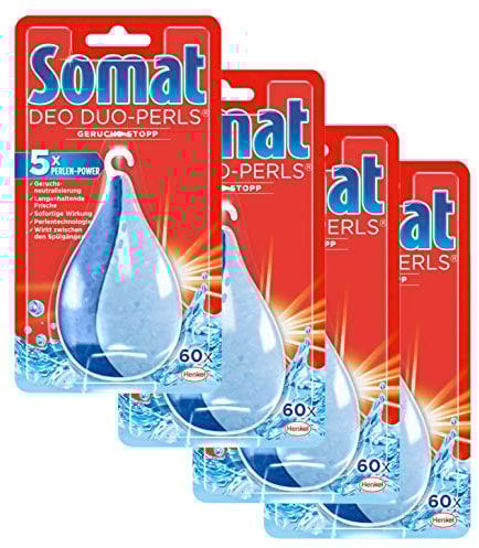 Somat Deo Duo-Perls Geruchs-stopp, Geruchsneutralisierer für die Spülmaschine, 4er Pack (4 x 1 Stück für 480 Spülgänge)