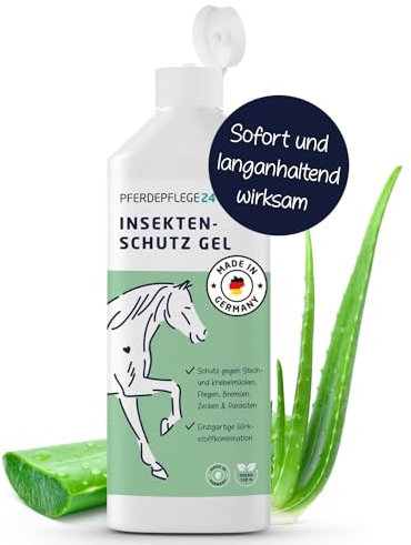PFERDEPFLEGE24 Insektenschutz Pferd 500ml Gel - Besonders für Kopfpartie & überall wo das Spray Nicht optimal eingesetzt Werden kann - Sofortiger Schutz & langanhaltende Wirkung
