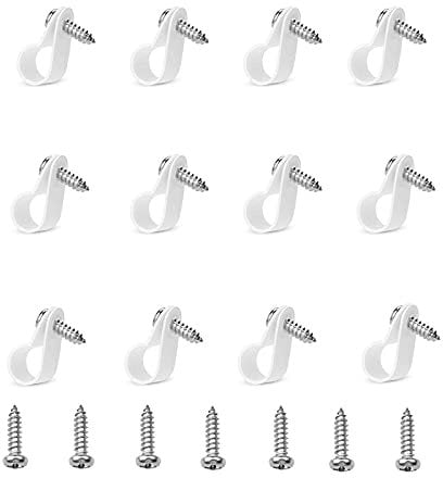 suaywo 100 Piezas 1/4 Pulgada Clip de Cable de Tipo R Blanco Abrazadera de Cable Nailon Grapas para Cables con Tornillo para Gestión de Cables Interiores y Exteriores Sujetadores de Clip de Alambre