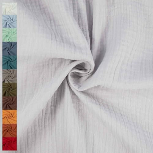 Musselin Stoff Sunny, Double Gauze, uni hellgrau (Länge am Stück: ab 50cm / Breite: 130cm)