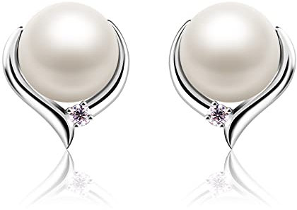 Jewlldeen Perlenohrringe 925 Sterling Silber Damen Ohrstecker Silber Ohrschmuck Schmuck
