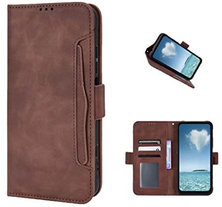 COQUE Funda Alcatel 1B 2022 Shell, Funda magnética Lateral con múltiples Ranuras para Tarjetas de Visita, Funda Tipo Cartera, Funda de teléfono con Tapa para Alcatel 1B 2022 -marrón