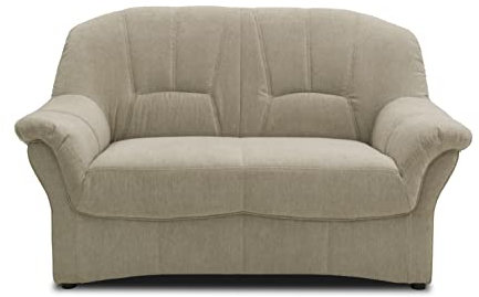 DOMO. collection Sofa Bahia FK, 2er Couch mit Federkernpolsterung, Federkernsofa in klassischem Design, 2 Sitzer, Polstermöbel 153 x 57 x 91 cm (BxTxH), beige-grau
