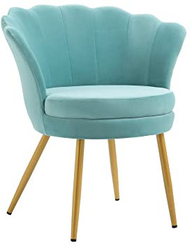 Poltrona Conchiglia Camera da Letto in Velluto Design Moderno, Sedia Classica con Gambe in Metallo Placcato Oro - Poltroncina per Salotto con Seduta Morbida Imbottita Modello Maddina - Tiffany