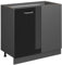 Vicco Eckunterschrank R-Line, Schwarz Hochglanz/Anthrazit, 86 cm ohne Arbeitsplatte